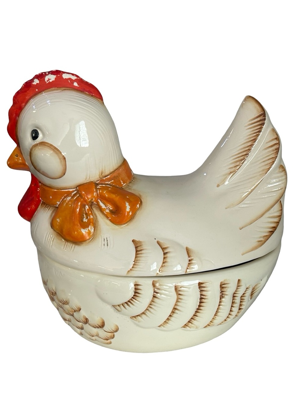 vintage B&D Japan ceramic hen chicken lidded cookie jar farmhouse cottage-core